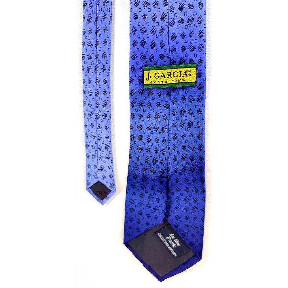 J Garcia Mens Silk Extra Long Necktie Blue Purple Ombre Abstract Geometric Poets